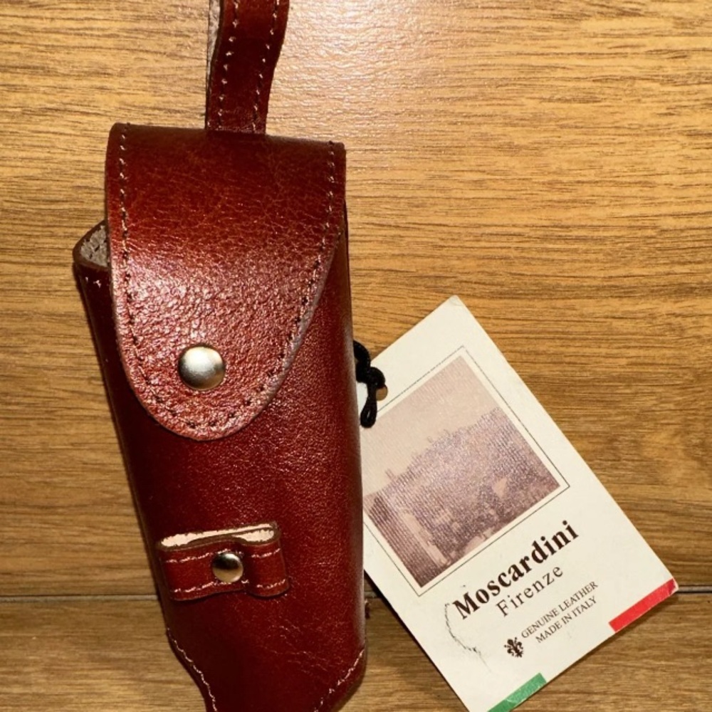 Moscardini Firenze Brown Leather Golf Ball Holder. Made In Italy. New.